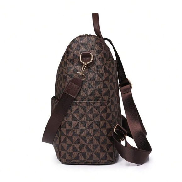 Large Capacity Backpack/Shoulder Bag Diamond Grid Design Bag - Picture 5 of 8